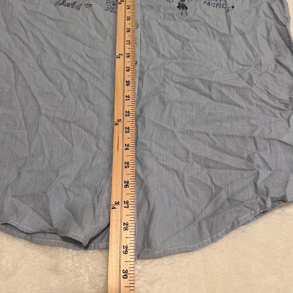 Desigual Striped Embroidered Patch Button Up Shir… - image 9